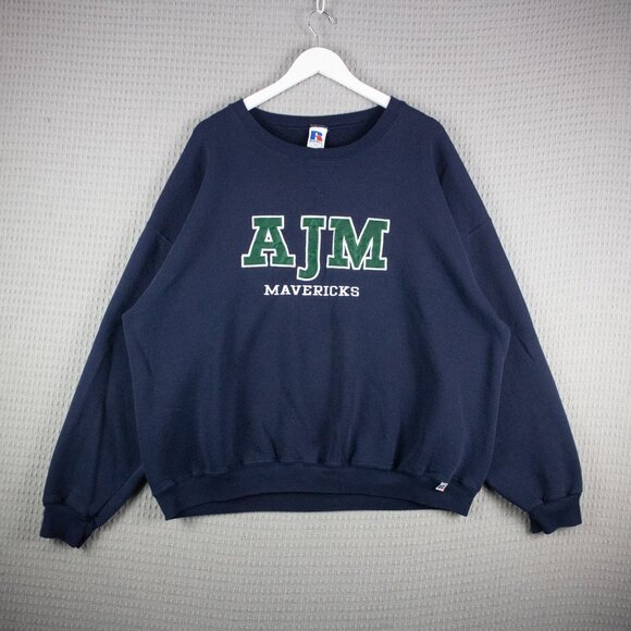 AJM Mavericks Russell Athletic 2000s Y2K Crewneck Sweater - Picture 1 of 8